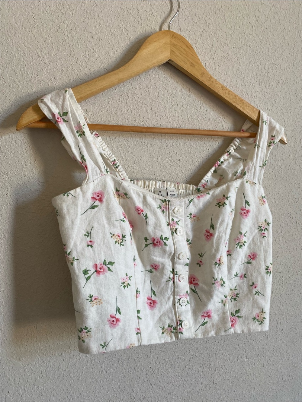 Joie Floral Linen Cottagecore Coquette Bustier Crop Top - Picture 2 of 6